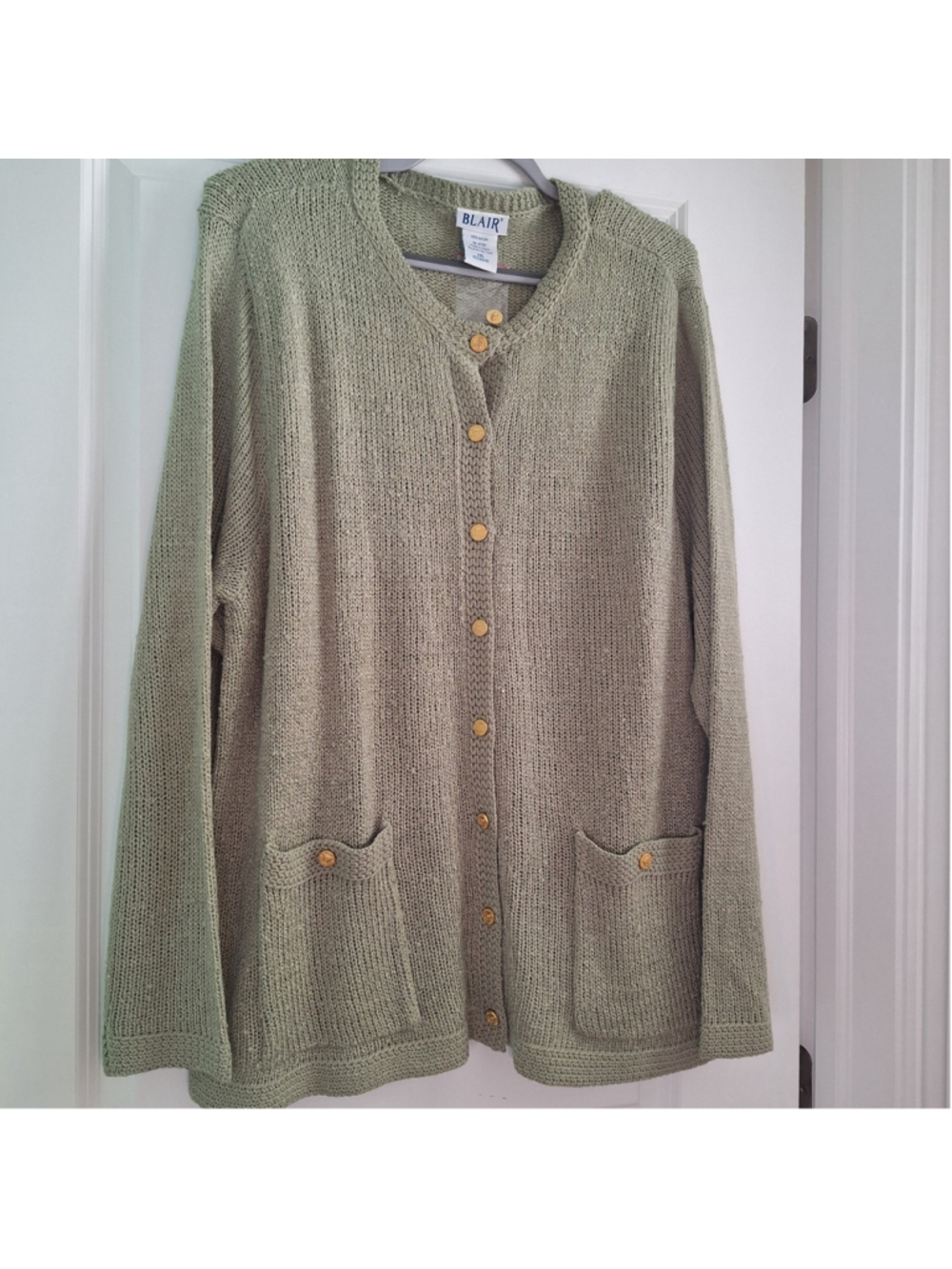 Vintage Blair Sage Green Cardigan Sweater Womens PLUS SIZE 2XL Grandma Cottage